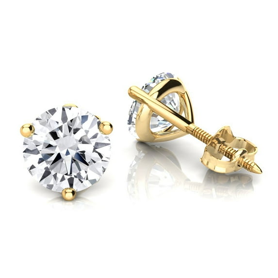 Ladies 14k Solitaire Round Natural 0.25 Ctw Diamond Martini Stud Earrings For Her (Yellow Gold)
