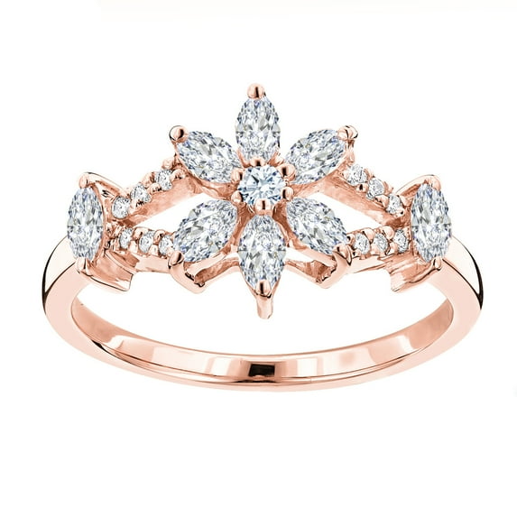 Ladies 18K Natural Diamond Ring For Her (Rose Gold Size 9)
