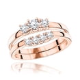 thumbnail image 1 of Ladies 18K Natural Diamond Three Stones Engagement Ring Set For Her (Rose Gold Size 9), 1 of 3