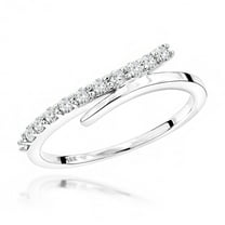 Ladies 18K Womens Designer Natural 0.3 Ctw Diamond Wedding Band For Her (White Gold Size 5.5)