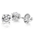 thumbnail image 1 of Ladies 18k Solitaire Round 0.5 Ctw Natural Diamond Stud Earrings for Her (White Gold), 1 of 4