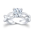 thumbnail image 1 of Ladies 18k white gold infinity engagement ring solitaire with 1.50 ct natural Round Brilliant White Sapphire center, 1 of 5