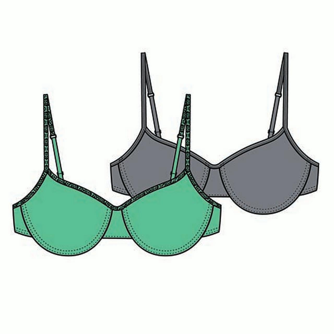 Ladies 2 Pack Poly Span Demi Bra 34B
