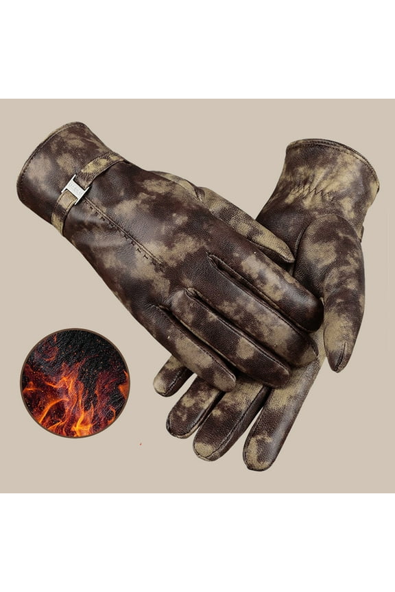 Ladies' 2024 Autumn And Winter Solid Color Versatile Windproof And Thick Cold Leather Gloves Mittens for Women Cold Weather Insulated Mittens for Women Cold Weather Heated Winter Gloves Mittens Men