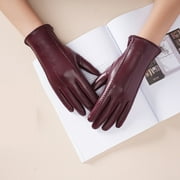SUNYUANNN Ladies' 2024 Autumn And Winter Solid Color Versatile Windproof And Thick Cold Leather Gloves Women Gloves Mitten Gloves Mittens Mittens for Women Cold Weather Heated Ski Gloves Mittens Men Gloves