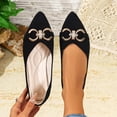 thumbnail image 1 of Ladies 2026 Summer Flat Shoes Solid Color Pointed Toe Metal Buckle Accent Soft Sole Slip On Lightweight Cushioned Orthopedic Arch Support Wide Toe Box Comfort Walking Daily Footwear Black 41, 1 of 9