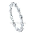 thumbnail image 1 of Ladies 2mm Baguette & Round CZ Eternity Band Sterling Silver Ring - Rhodium Plated Silver Stackable Ring - JAVA00762BGR-7, 1 of 4