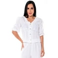 thumbnail image 1 of Ladies 3/4 Sleeve Button Down Linen Blouse by Azucar, 1 of 2