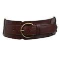 thumbnail image 1 of Ladies 3" (75 mm) Wide High Waist Round Disk Linked Braided Cowhide Top Full Grain Leather Belt, 1 of 4