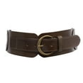 thumbnail image 1 of Ladies 3" (75 mm) Wide High Waist Round Disk Linked Braided Cowhide Top Full Grain Leather Belt, 1 of 4