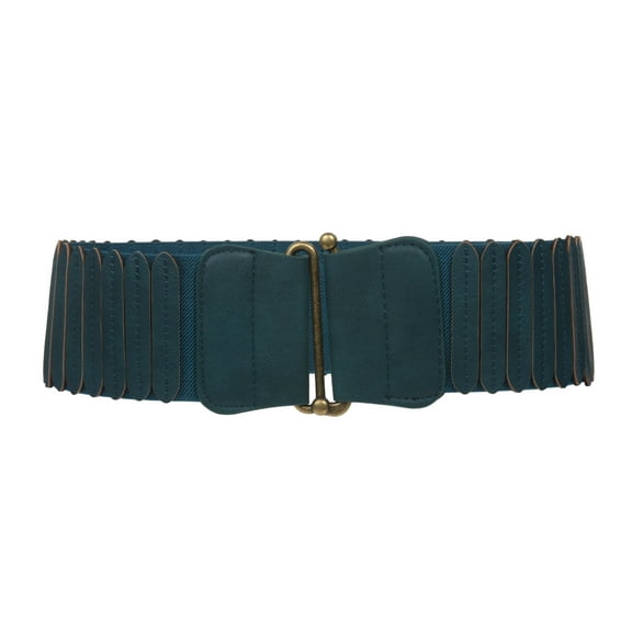 Ladies 3" Wide High Elastic Waist Belt With Metal Hook Buckle