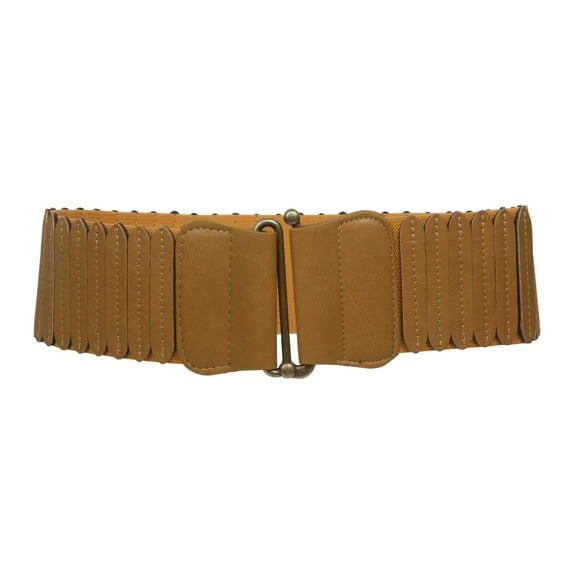 Ladies 3" Wide High Elastic Waist Belt With Metal Hook Buckle