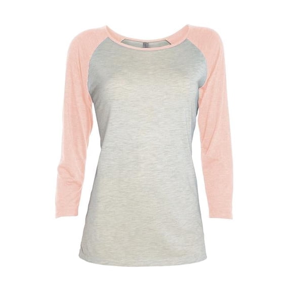 Ladies 3 by 4 Sleeve Raglan T-Shirt, Oatmeal Heather & Blush Heather - Small