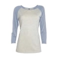 thumbnail image 1 of Ladies 3 by 4 Sleeve Raglan T-Shirt, Oatmeal Heather & Steel Heather - Small, 1 of 1