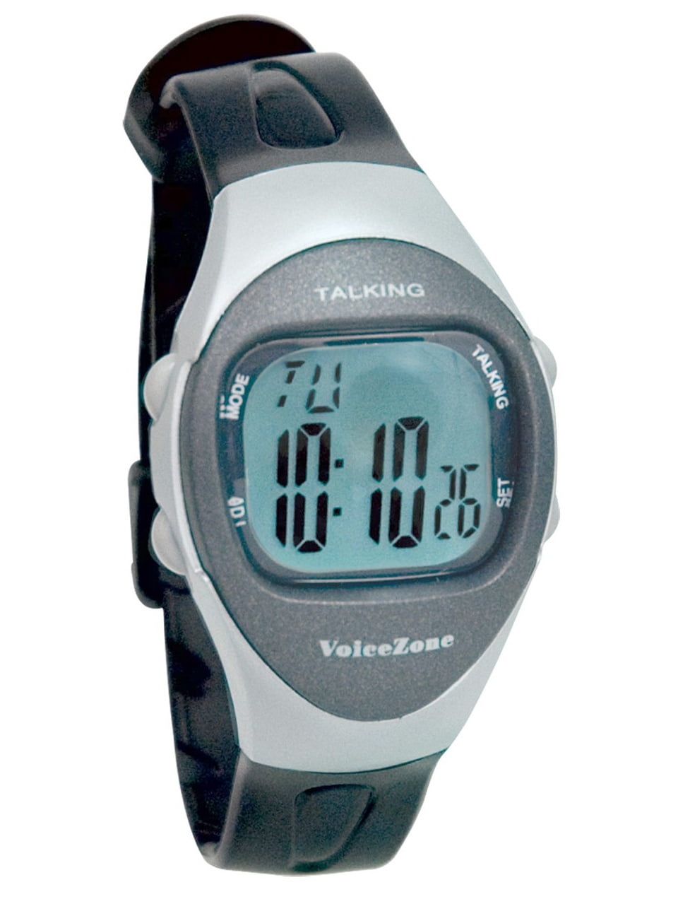 Ladies 4 Alarm Talking Watch Black Silver Walmart