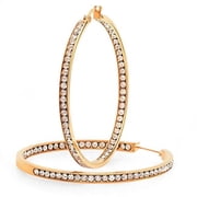 Ladies 50 Mm 18Kt Rose Gold Plated Hoop Earrings