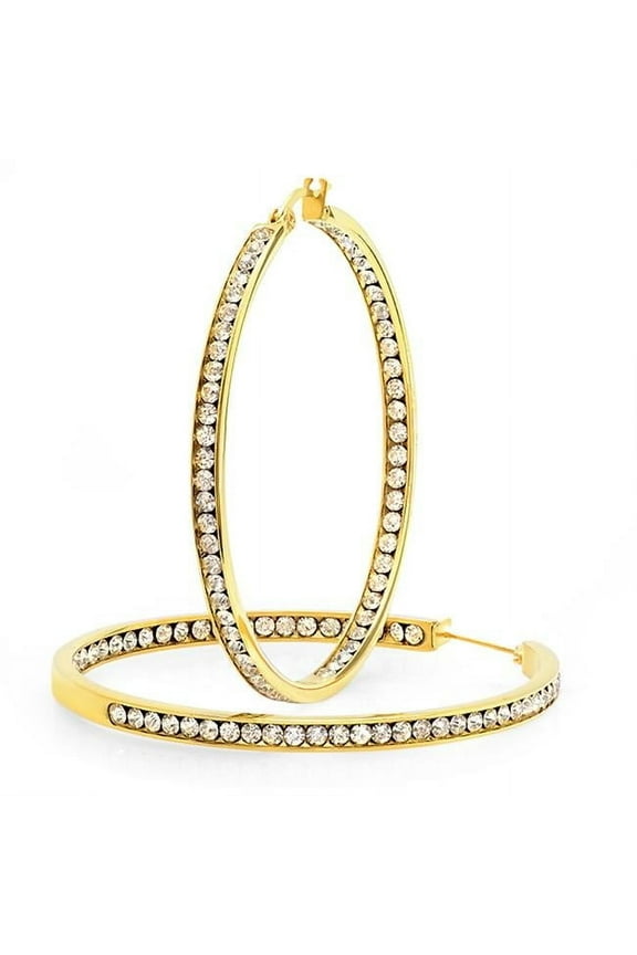 Ladies 50 Mm Hoops In 18 Kt Gold Plated Earrings