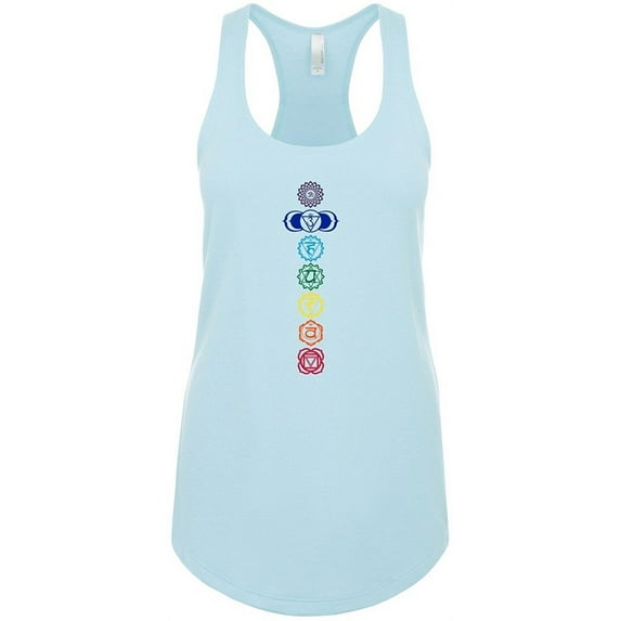 Ladies 7 Colored Chakras Yoga Racerback Tank Top - Cancun, Medium