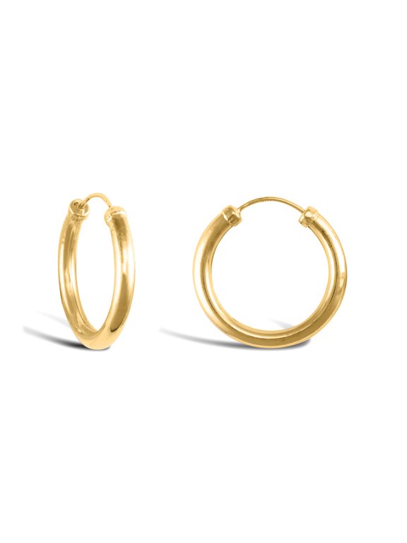 Ladies 9ct Gold Jewelco London Capped Sleeper 2.5mm Hoop Earrings 18mm