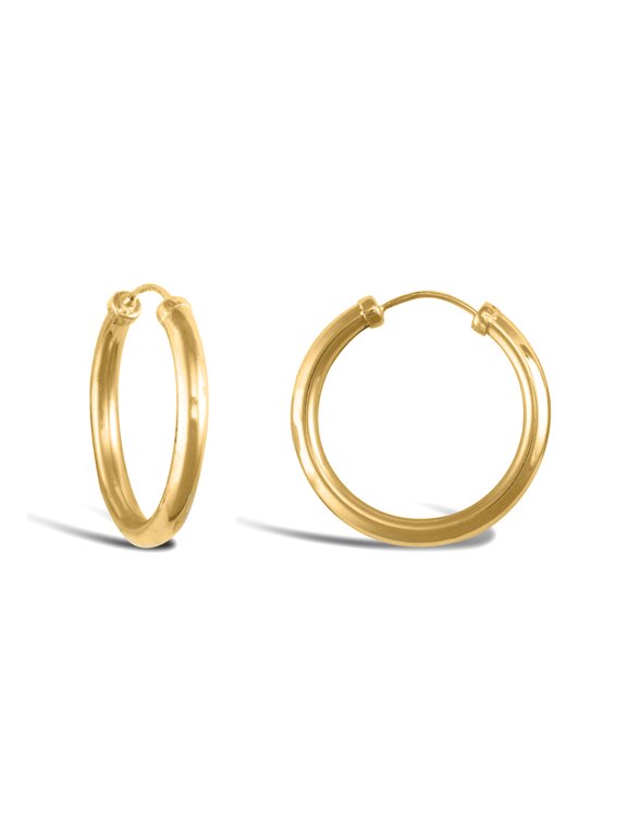 Ladies 9ct Gold Jewelco London Capped Sleeper 2.5mm Hoop Earrings 20mm