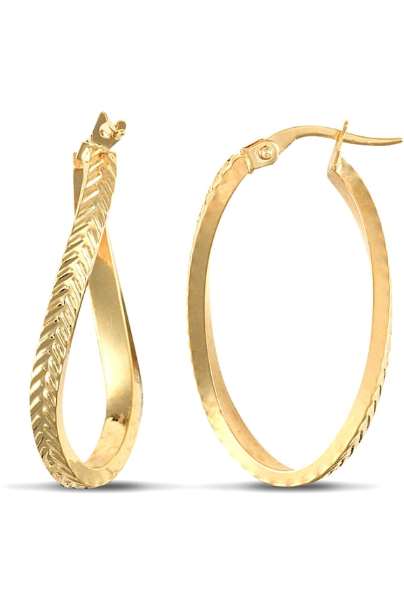 Ladies 9ct Gold Jewelco London Wavey Infinity Hoop Earrings