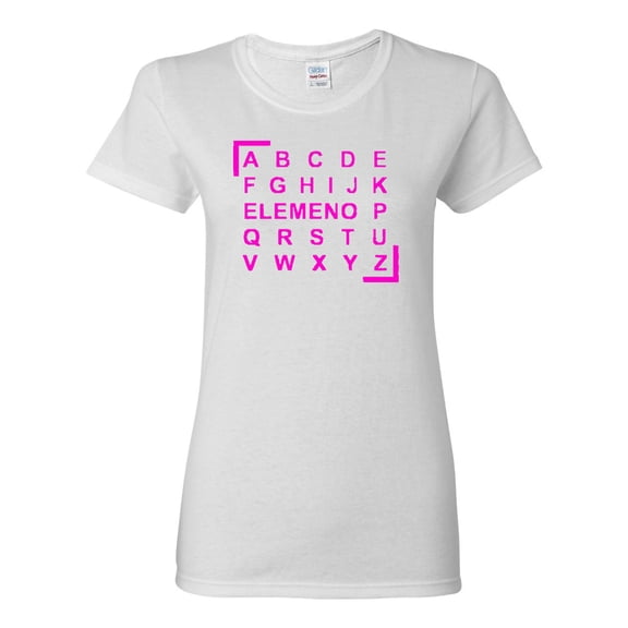 Ladies A B C D ELEMENO Funny T-Shirt Tee