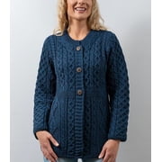 Ladies A Line Aran Wool Sweater Cardigan