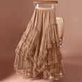 thumbnail image 1 of Ladies' A-Line Love Pattern Mesh Tulle Midi Skirt - Khaki, 1 of 3