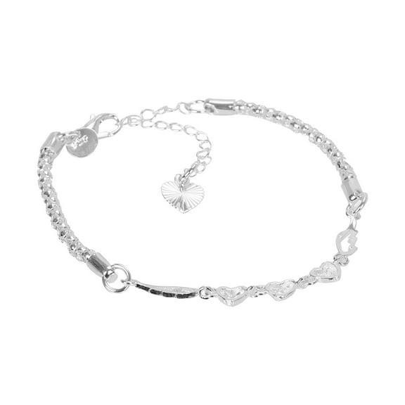 Ladies Adjustable 925 Sterling Silver Heart Bracelet, Style, Copper+Silver Plating, Elegant Tasteful, Suitable for Party/Banquet/Wedding, Fashion Jewelry Accessory