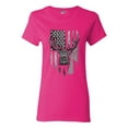 thumbnail image 1 of Ladies American Flag Hunting Deer Patriotic Support DT T-Shirt Tee, 1 of 2