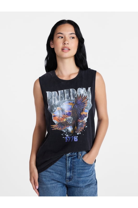 Americana Women's Freedom Eagle Graphic Muscle Tank Top from Way to Celebrate, Sizes S-XXXL