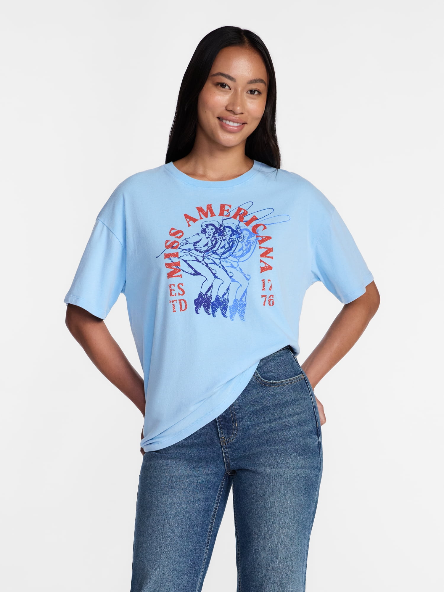 Miss Americana Women's Graphic Cotton Tee with Short Sleeves from Way to Celebrate, Sizes XXS-XXL