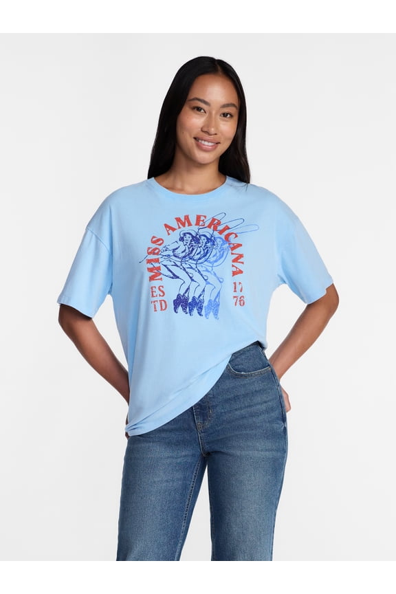 Miss Americana Women's Graphic Cotton Tee with Short Sleeves from Way to Celebrate, Sizes XXS-XXL