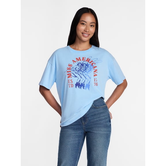 Miss Americana Women's Graphic Cotton Tee with Short Sleeves from Way to Celebrate, Sizes XXS-XXL
