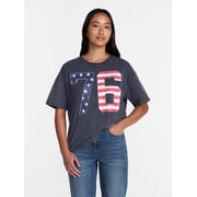 Americana 76 Womens Graphic Cotton Tee with Short Sleeves from Way to Celebrate, Sizes XXS-XXL