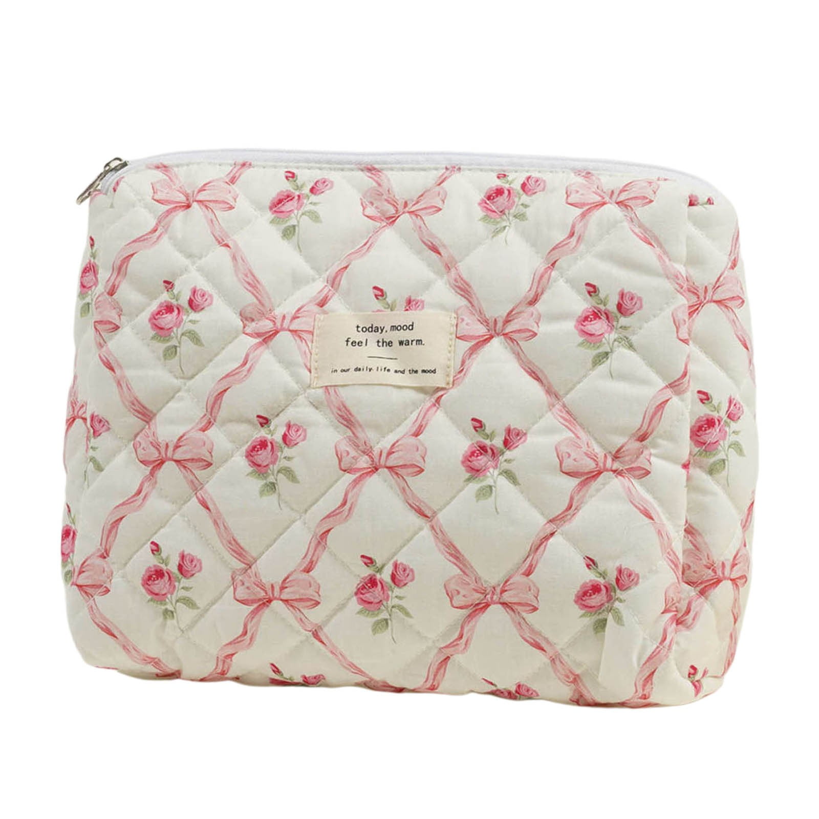 Ladies And Girls Use Large Quilted Makeup Bags Cute Flirty Floral