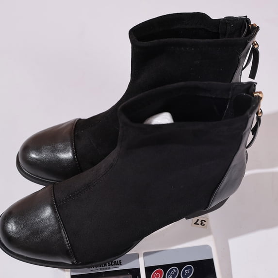 Ladies' And Winter European And Foreign Trade Plus Round Toe Back Zipper Thick Heel Fashion Short Boots