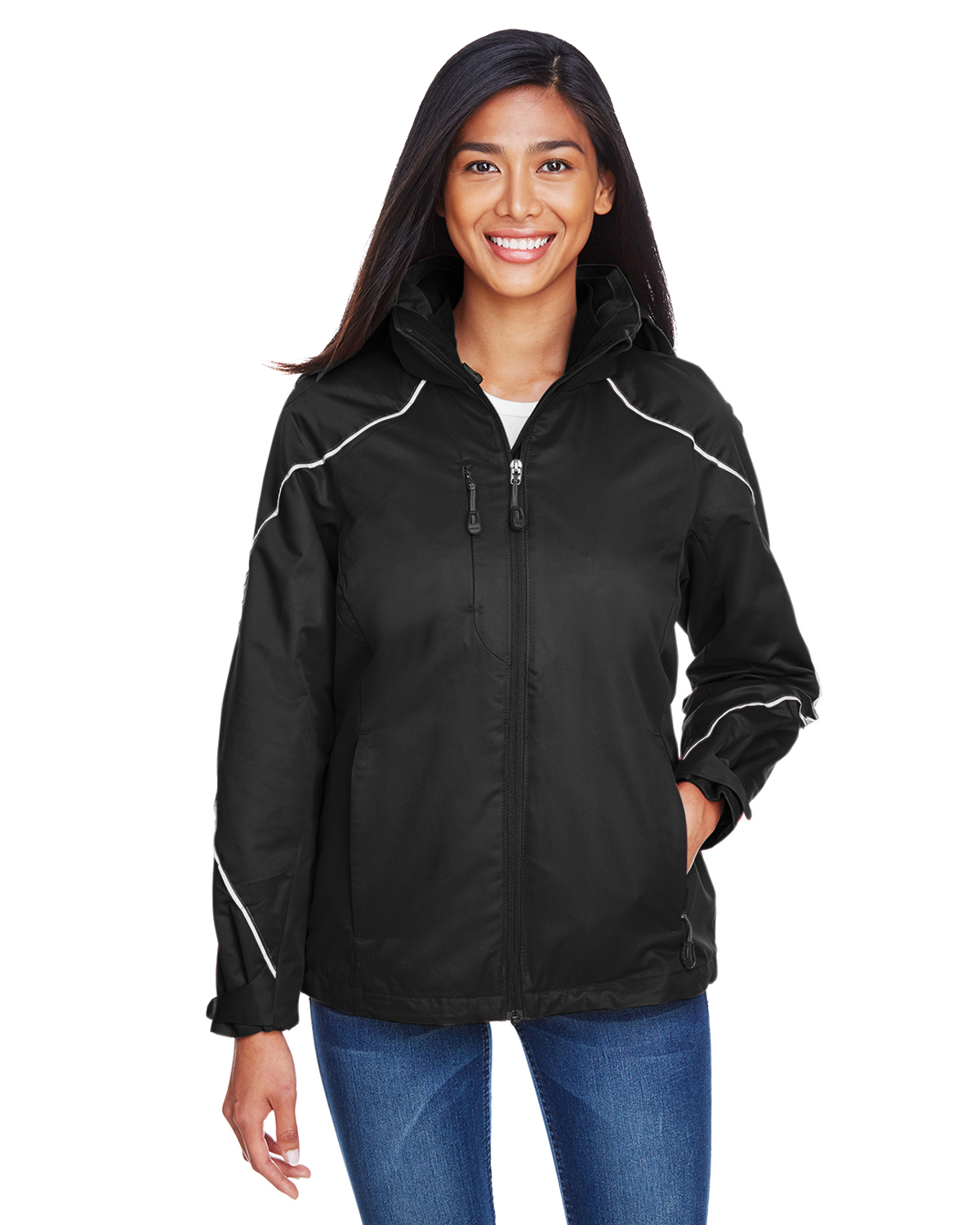 Ladies' Angle 3-in-1 Jacket with Bonded Fleece Liner - BLACK - L - image 1 of 3