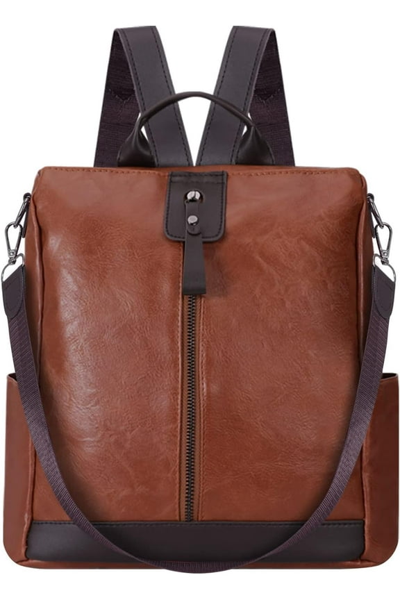 Ladies Anti-Theft Leather Backpack Travel Rucksack  Multi Pocket Soft Leather Lightweight 20L