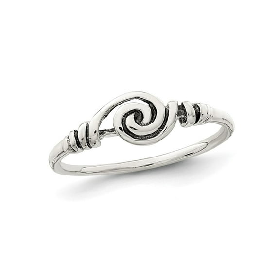 Gem & Harmony Ladies Antiqued Swirl Ring in Sterling Silver for Women