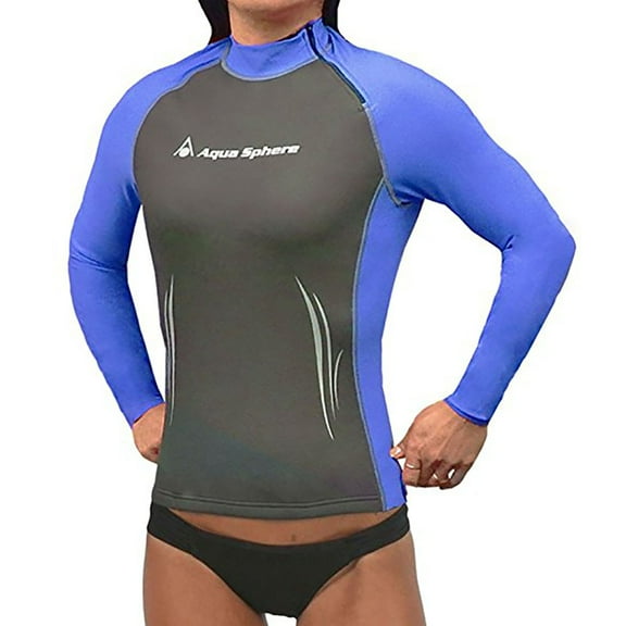 Ladies Aqua Skin Long Sleeve Top Gray/Blue S