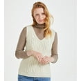 thumbnail image 1 of Ladies Aran V-Neck Natural Sweater Vest Size X-Large Made By Aran Woollen Mills, 1 of 4