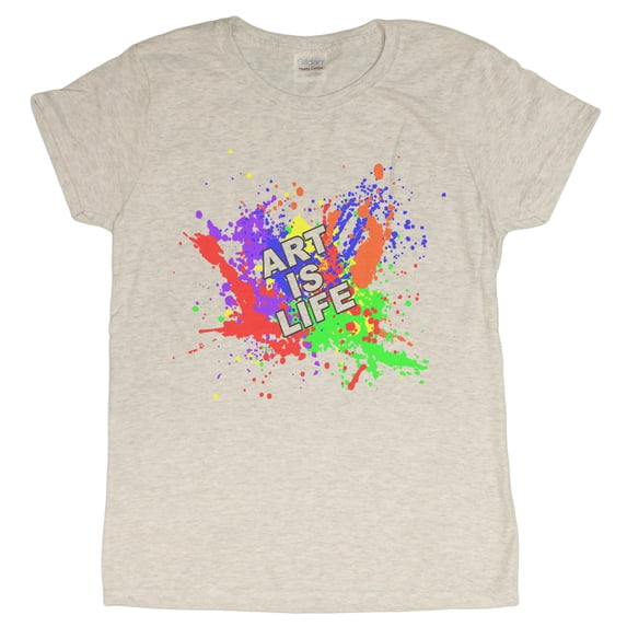 Ladies "Art Is Life" Positive Motivational T-Shirt (Ash, Small)