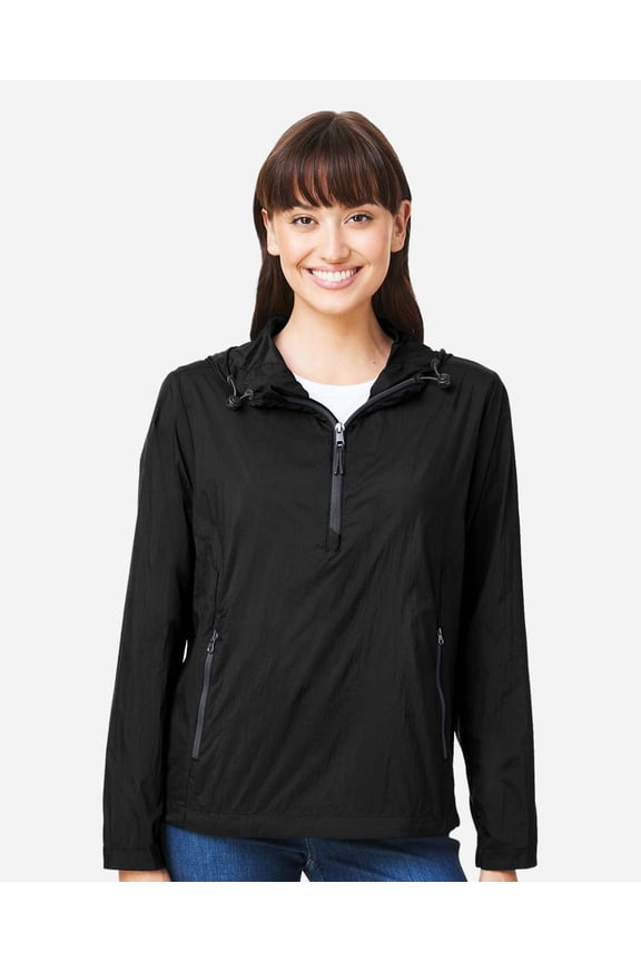 NE810W Women's Aura Lightweight Packable Anorak-BLACK/ CARBON-2XL