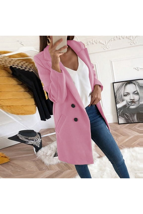 Ladies' Autumn And Winter Casual Comfortable Fashionable Suit Collar Slim Fit Women's Windbreaker Long Coat Trench Coats for Women 5x Womens Winter Coat Swing Winter Coats for Women Long Sleeve Hooded