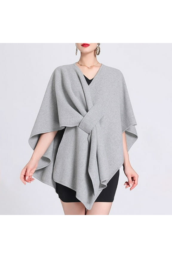 Ladies Autumn Winter Imitation Collar Hooded Shawl Cape Ladies Woolen Coat Large Size Cardigan Capes for Women Travel Wrap Scarf Jacket Dress Large Scarf Wrap Shawl Hair Wrap Scarfs for Women Dress
