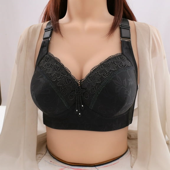 Ladies' Autumn And Winter New Adjustable Bra Without Steel Ring Large Chest Display Small Upper Support Comfortable And Glare Underwear Womens Bras Push up Front Closure Women's Sports Bras Sports
