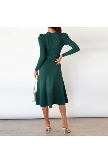 woolen party wear dresses for ladies Winter Wool Women fall floral mini dress