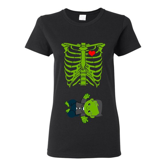 Ladies Baby Skeleton Baby Frankenstein Suit Halloween Horror Funny DT T-Shirt Tee
