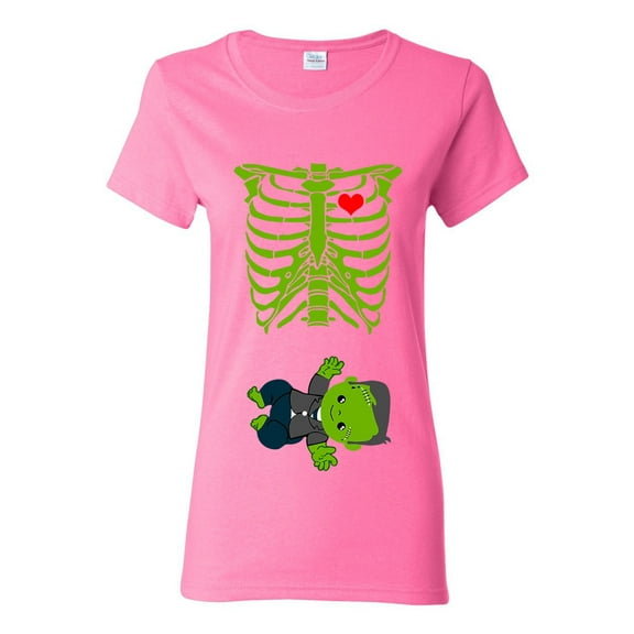 Ladies Baby Skeleton Baby Frankenstein Suit Halloween Horror Funny DT T-Shirt Tee